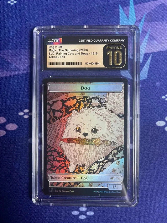 Dog & Cat Token FOIL MTG | SLD: Raining Cats & Dogs| CGC | Pristine 10 | POP 3!
